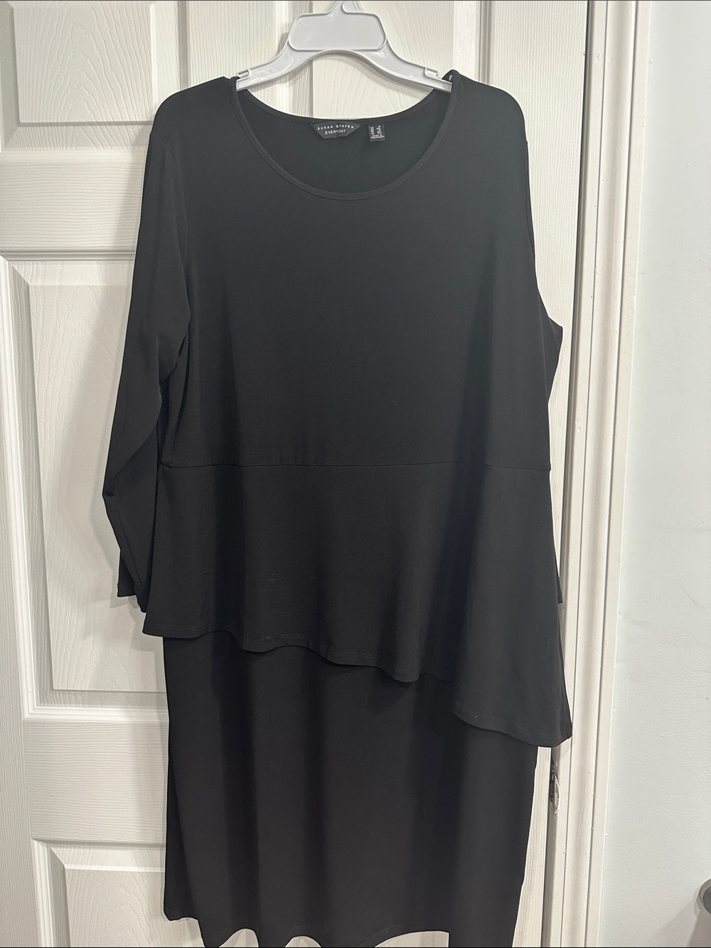Susan Graver Black Long Sleeve Layered Dress